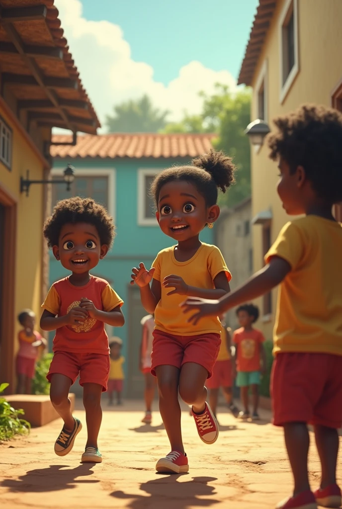 Des enfants en train de jouer dans une cours en province d Haïti. Des jeux d antan qui fait rever tous les enfants. Les enfants sont tres joyeux, des eclats de rire. Beau cadre, lumineux, splendide. 