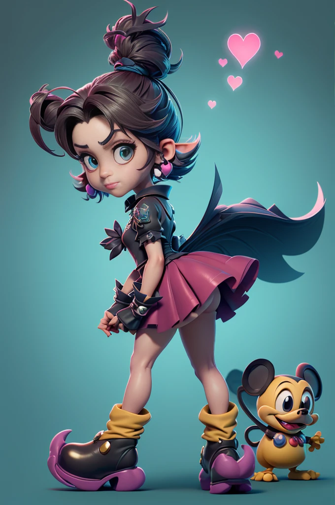 monstros estilos kingdom hearts, baseados em animais,3d style, shadown monster, demons, darkness monster, rayman legends, mickey mouse character style, girl, kingdom hearts, malhas leves e quentinhas, cores frias e alegres, portando espada magica, dark mouse in around, (raytrace),((capa vermelha e cyan sobre os ombros)),((sakura card captors)),((girl))