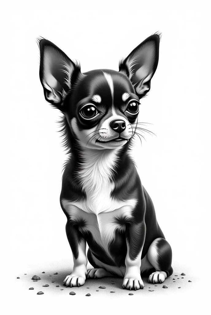 Black and white chihuahua illustration style