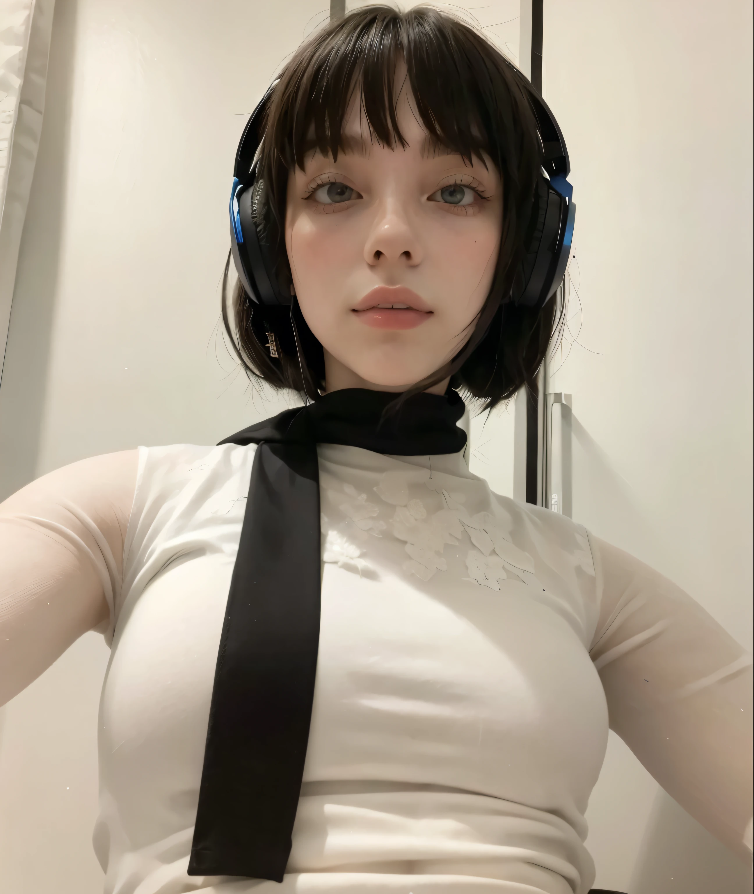 Beautiful woman head fones 