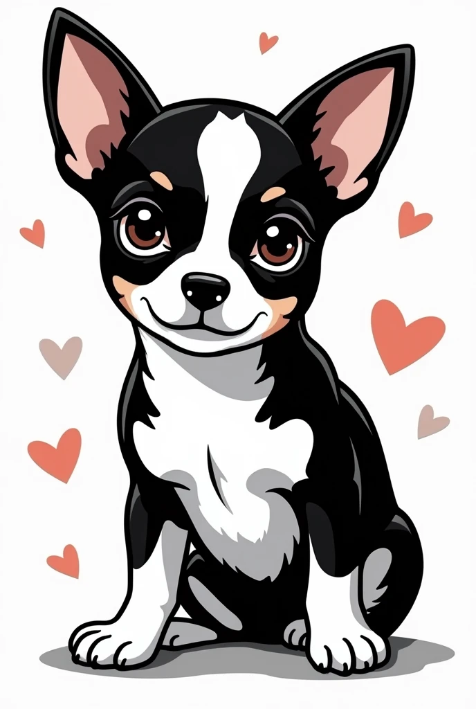 A black and white Chihuahua in pop illustration style