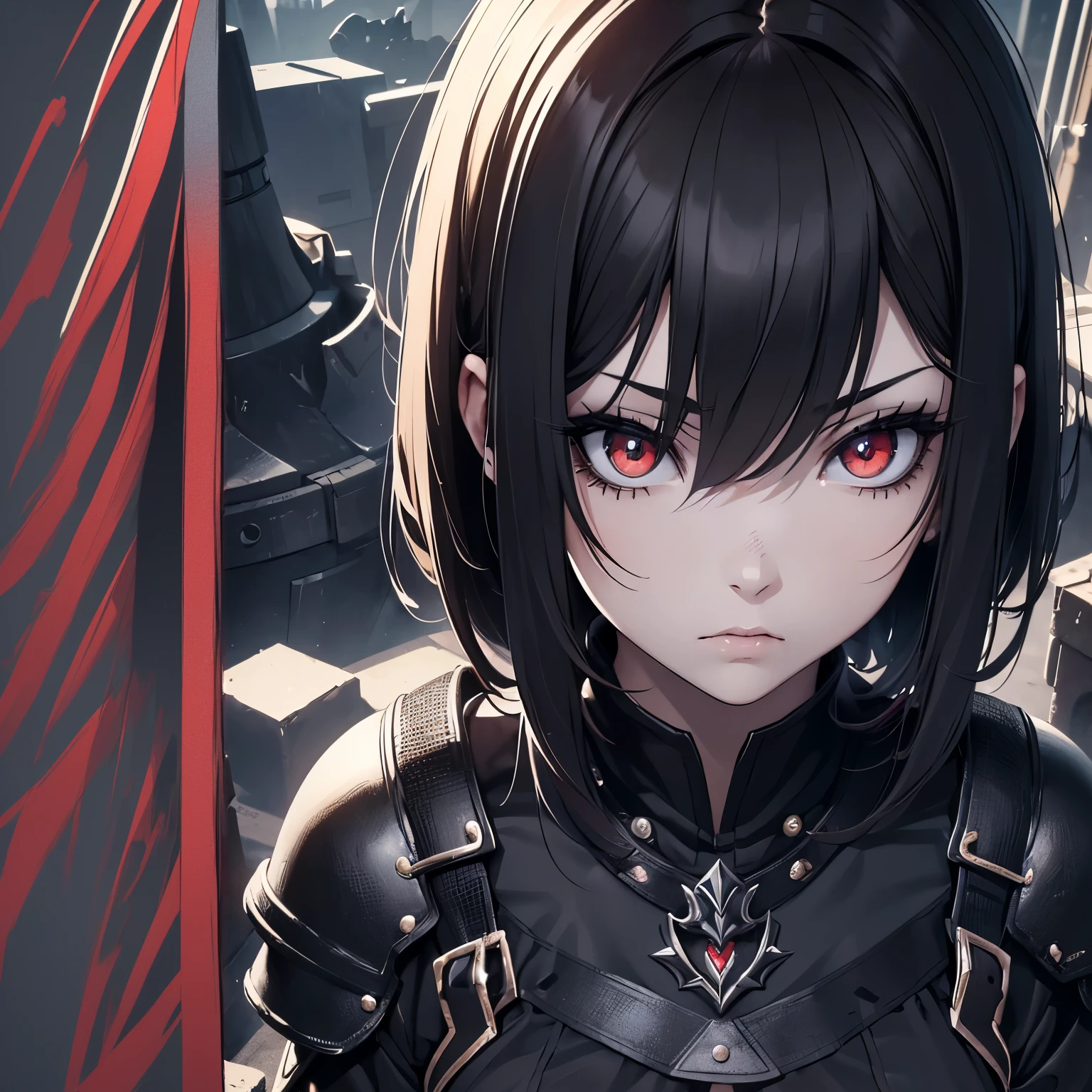 anime girl with red eyes and black leather outfit standing in a dark room, badass anime 8 k, detailed digital anime art, detailed anime art, extremely detailed artgerm, anime art wallpaper 4k, anime art wallpaper 4 k, detailed portrait of anime girl, anime style 4 k, portrait of a female anime hero, 4k anime wallpaper, detailed anime artwork
