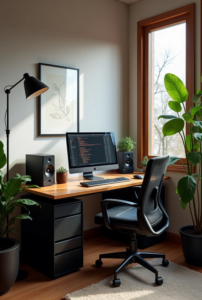Create a studio room imagine with pc and mic