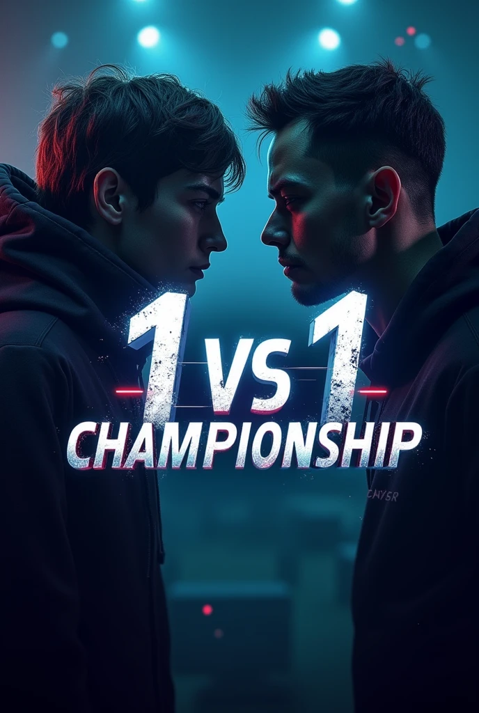 I want "1 vs 1 Championship" written in a gaming font with a black background.