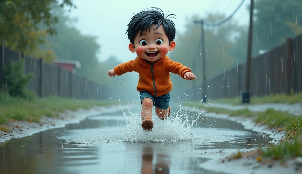 Outside, the puddles grow so deep,
A splash and jump, a joyful leap : animated