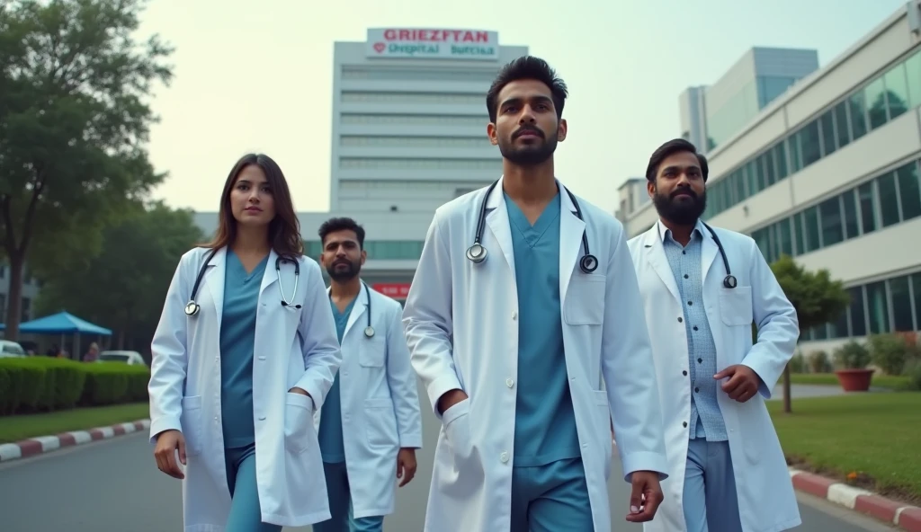 Imagine indian 4 doctors leaving from hospital 