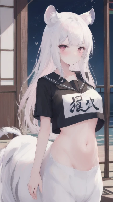 (best quality, masterpiece), 1 girl, centaur, It takes, White skin, Japanese  , exposing the abdomen,belly button t-shirt, 아름다운 소녀 perfect wolf photo, perfect wolf photo