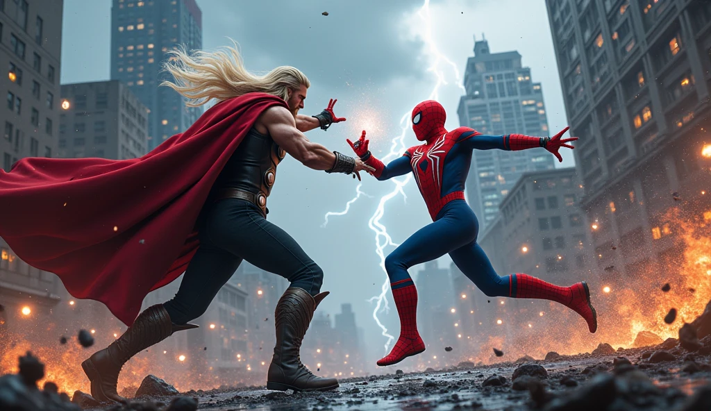 Thor and spider man fight