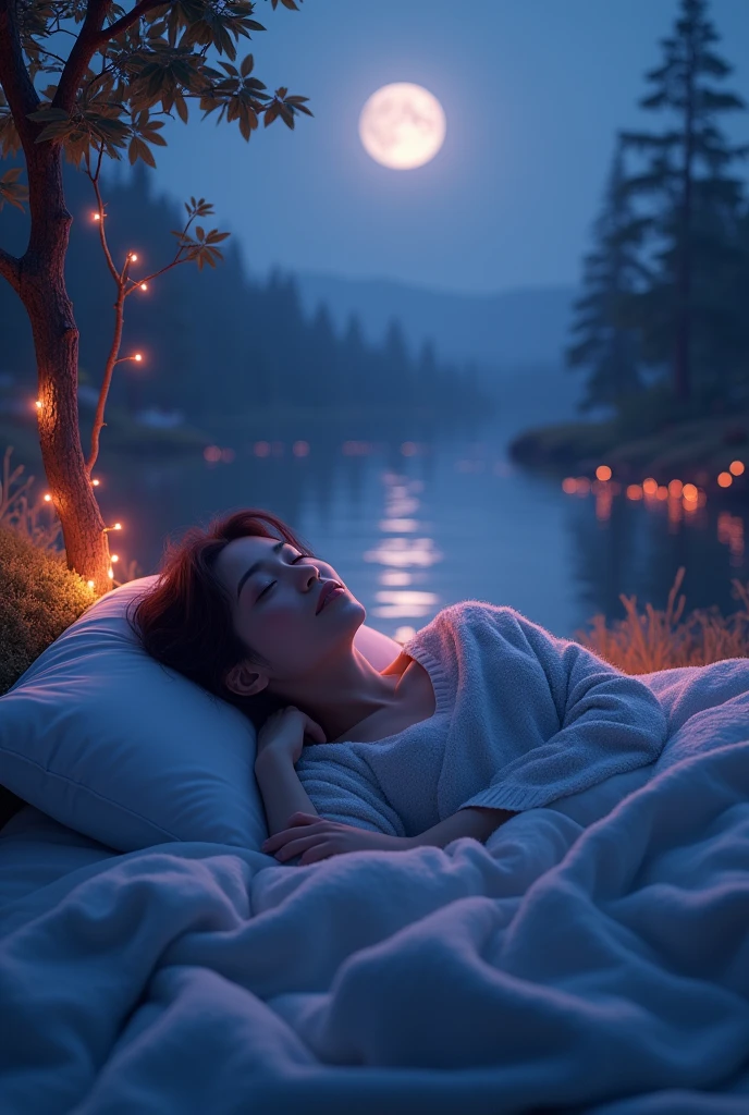 Falling asleep, good sleep, scenery, neon, water
