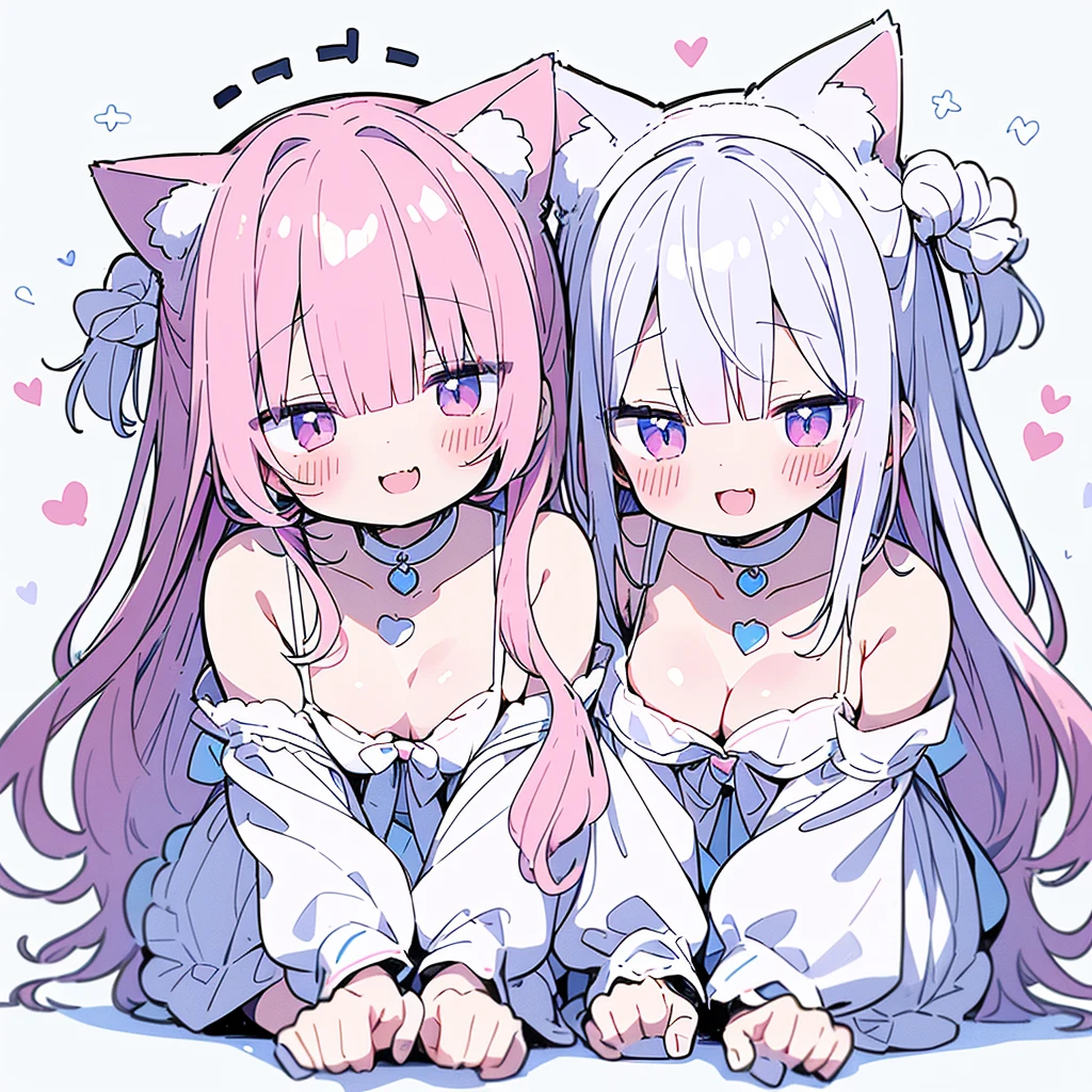 white髪, Only the eyes are pink,whiteい髪, Portraiture, One person, High resolution,Cat ear, Portraits, whole body, Large Breasts, smile, Droopy eyes, white, white色のドレス, white,White,純white,