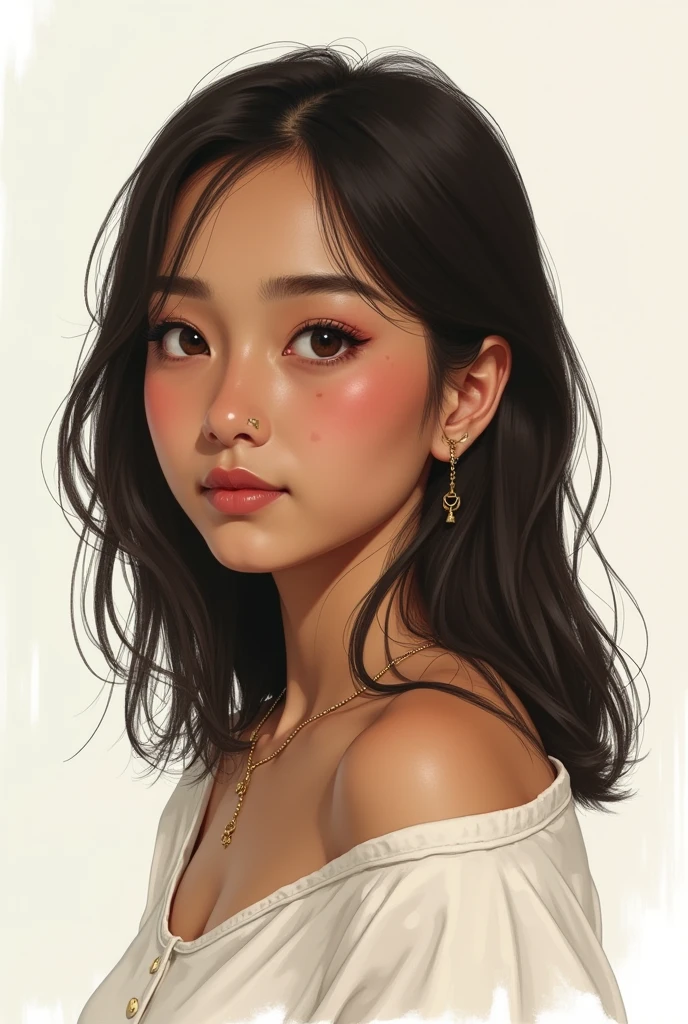 Create a composite sketch.
Tenho 1.70m I&#39;m brown, almond shaped eyes, half slanted, I have indigenous eyes.
Straight dark brown shoulder length hair, I have medium cheeks, slightly oval face, my mouth is short but I have thick lips, My eyebrows are a little patchy but not that much., small eyelashes, I have some pimples(very few), not so big ears, nose a little turned up, I have a little dark circles under my eyes. I like to wear modest clothes, big almond shaped nails, pesos 65 kg