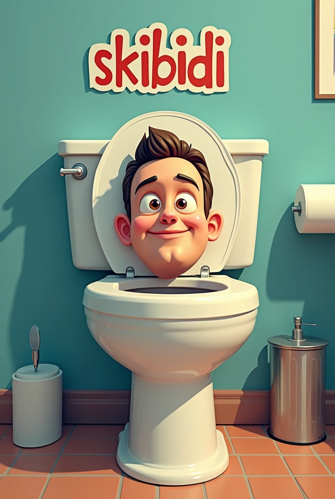 a guy head in a tolet saying skibidi