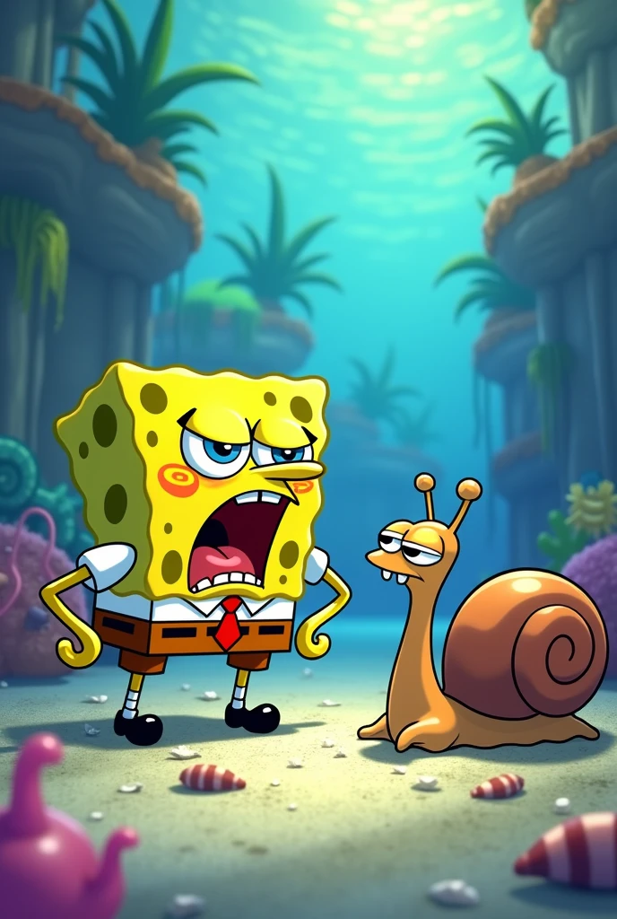 Sponge Bob barking at Angry Gary