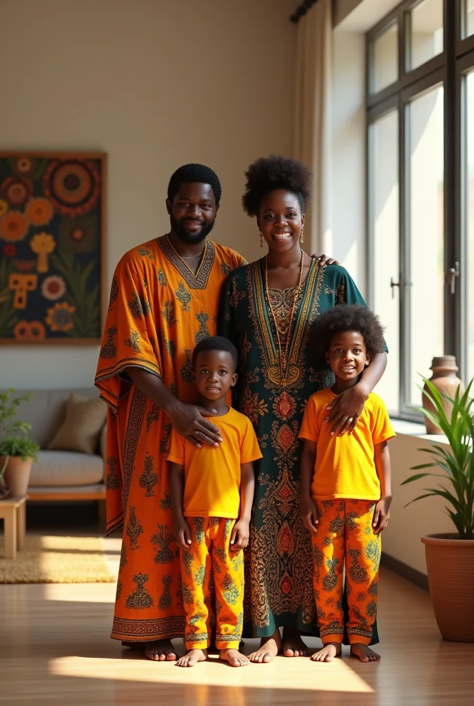 beautiful africa man going  out with this family withv
With 3 boys and his wife in a model house.