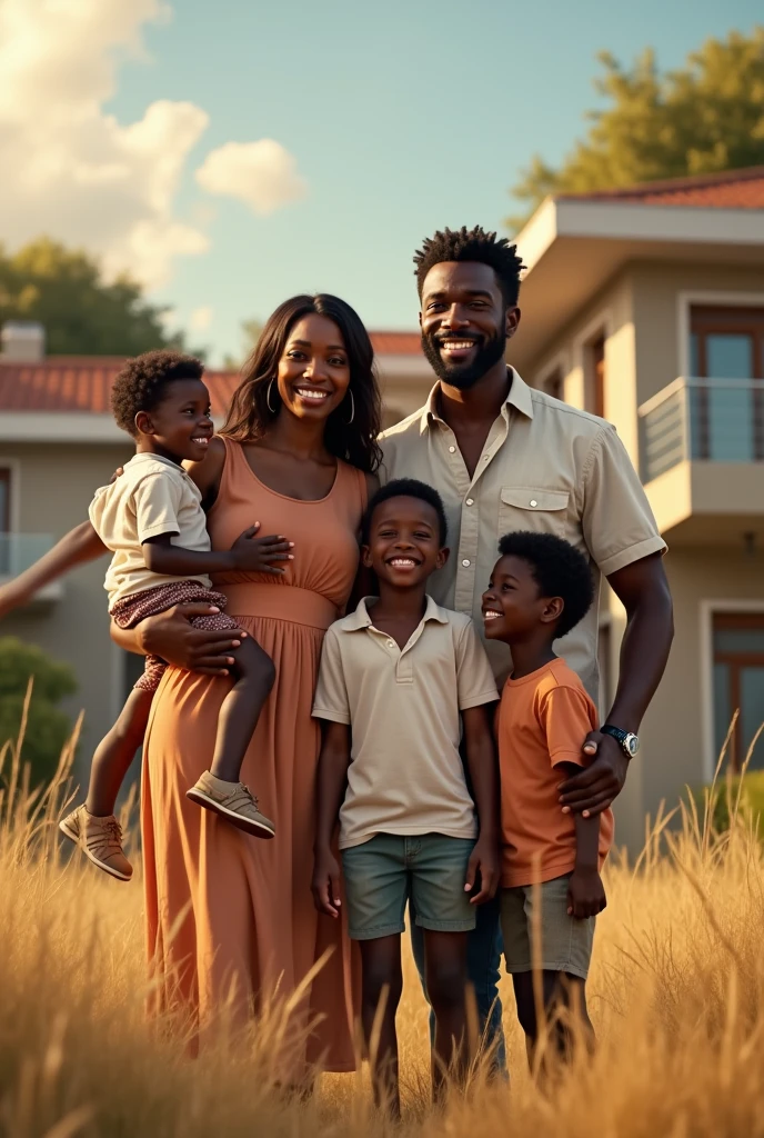 beautiful africa man going  out with this family withv
With 3 boys sons and his wife in a model house.