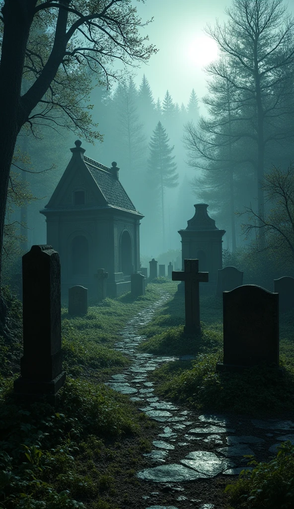 On the edge of the village was an old graveyard, which was said to be haunted by strange events at night. A