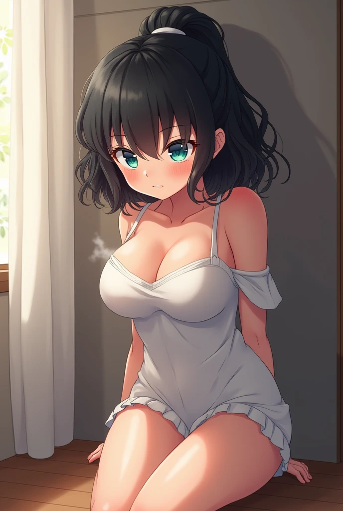 (illustration of masterpiece, best quality), 1girl, (1boy, hetero:1.3), nsfw, fingering pussy from front, leaning back, on wall, standing, spread legs,
BREAK , (lol5), black hair, (high ponytail, medium ponytail), curly hair, (hair between eyes:0.7), (aqua scrunchie:1.2), (huge breasts:1.2), hanging breasts, short height, aqua eyes, (tareme:1.3),
(frown:1.3), (closed eyes:1.3), heavy breathing, sweat,steam, blush,(:headback,大きな胸,
