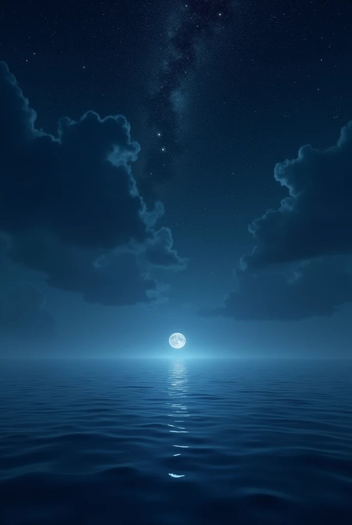 Sea of night、Starry sky and moon、Countless twinkling stars