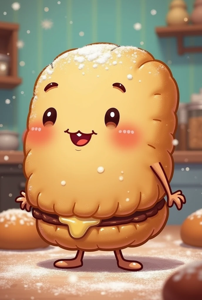 Fictional character of filled biscuit for packaging