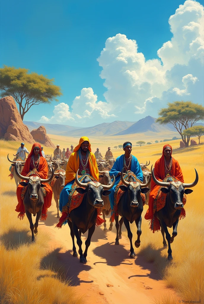 Fulani people with their cows