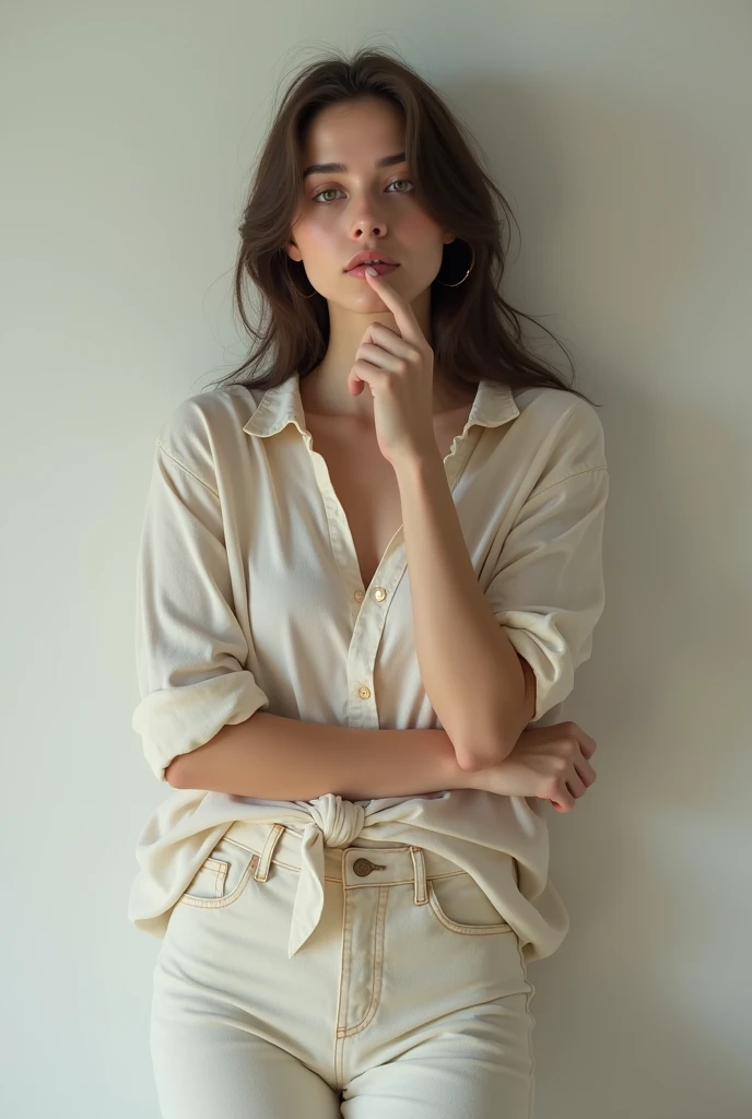 Full body view girl thinking