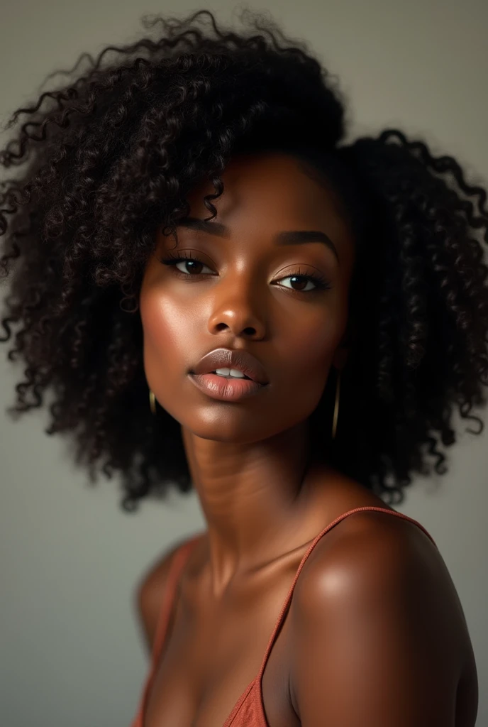 Adult black woman with curly hair 