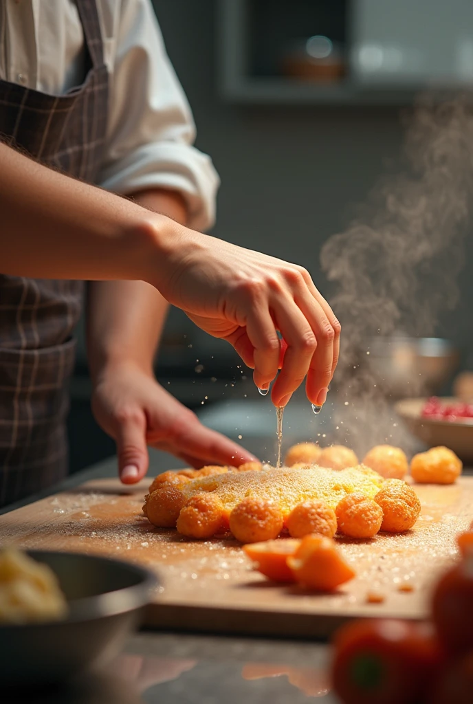 A work , in the kitchen from a food moisture during food handling