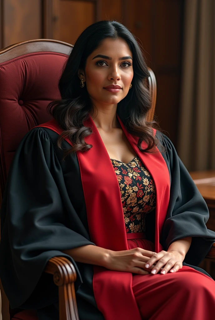  Wearing full body  Academic regalia  wealthy sri lankan average beautiful girl(big  large breasts and butt) sit in chair and sri lankan wealthy age 35  (software,electrical,garments companies owner)