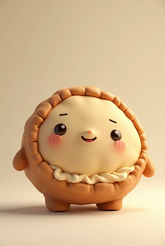 round stuffed cookie character with vanilla layer and brown coloring with legs and arms and realistic features