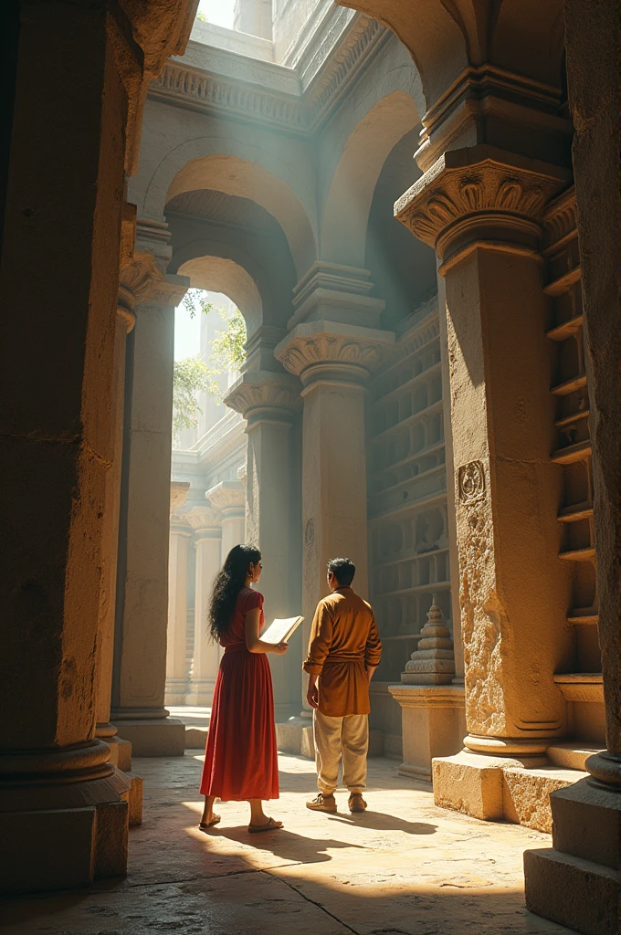 "Inside an ancient temple, Nandini and Rajesh discover an old manuscript and a cryptic message inscribed on the wall."