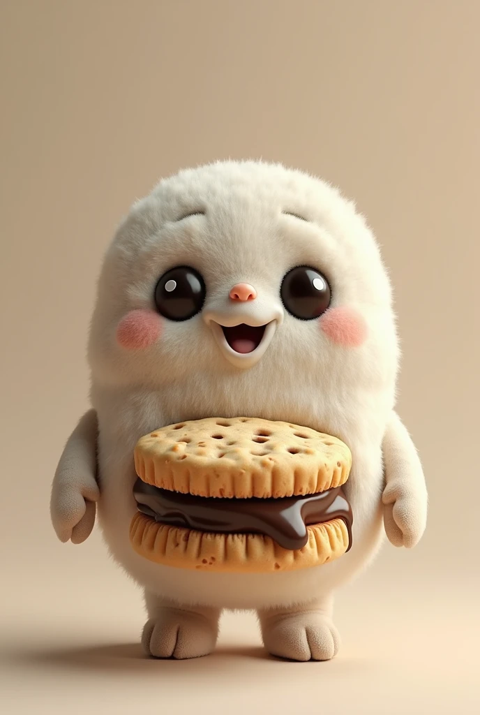 oreo-type stuffed cookie character with realistic features