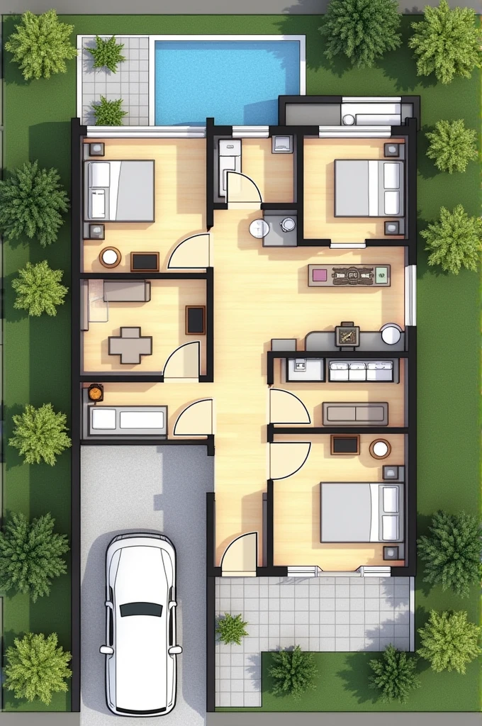 Make a house design in size 20*50
6 room
1 hall
1 kitchen
2 bathroom