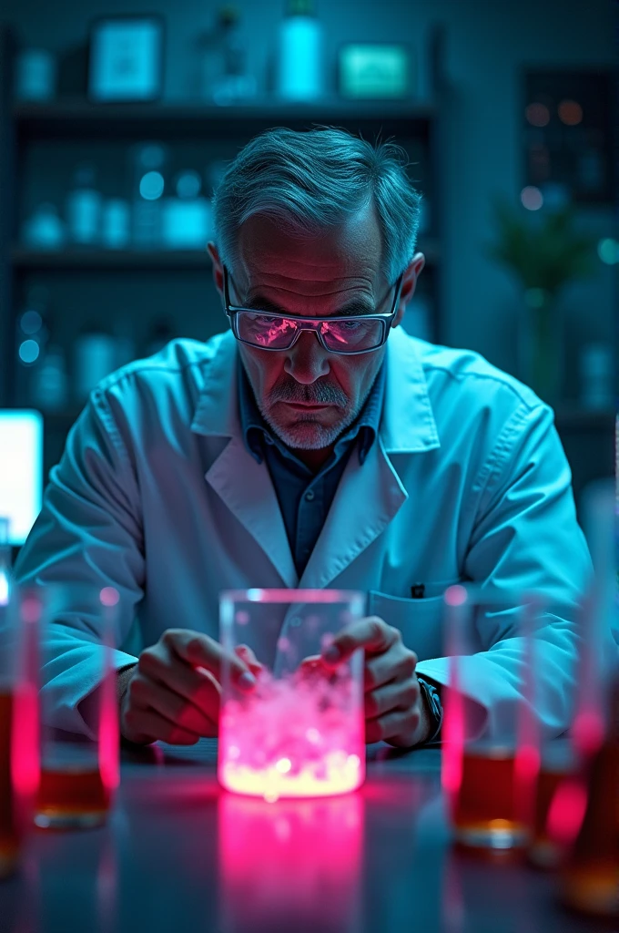 Chemist man in a drug lab 