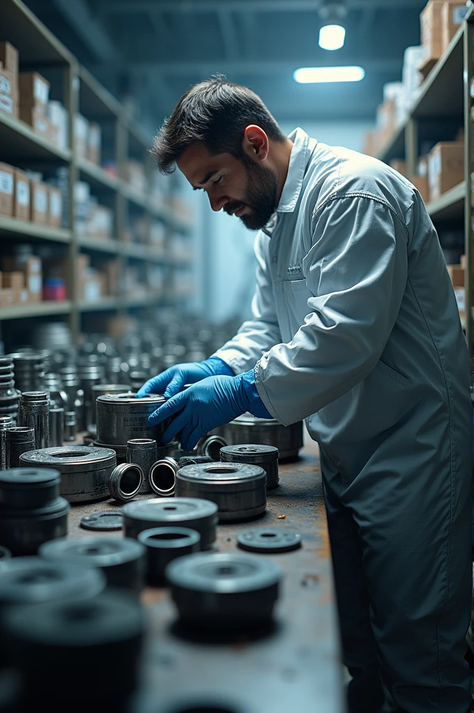 Create an image of someone performing Parts Protection and Storage