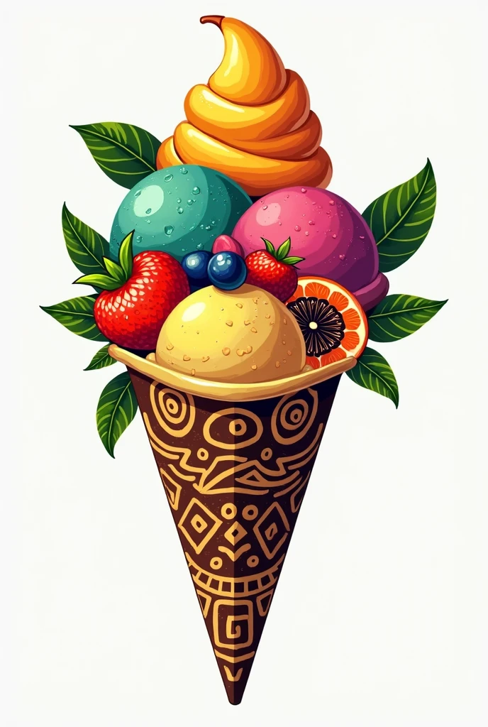 **Mon contexte est un glacier qui vend des glaces en coupelle aux fruits, avec une identité africaine forte.**
**Tu vas créer un logo qui intègre des éléments de glaces en coupelle et de fruits, tout en ajoutant une touche africaine à travers des motifs, des symboles ou des couleurs spécifiques.**
**Pour ça, voici les étapes à suivre :**
1. Sélectionner des éléments visuels représentant les glaces en coupelle et les fruits.
2. Incorporer des motifs ou symboles africains pour renforcer l’identité culturelle.
3. Utiliser une palette de couleurs vibrantes qui évoque à la fois la fraîcheur des glaces et la richesse de l’Afrique.
4. Assurer une harmonie visuelle entre les différents éléments pour créer un logo équilibré et attractif.
**Voici les caractéristiques du résultat attendu :**
- Visuellement attrayant avec des couleurs vives.
- Évoque clairement la vente de glaces et de fruits.
- Intègre des éléments de culture africaine de manière subtile mais identifiable.
- Moderne, unique, et facile à mémoriser.