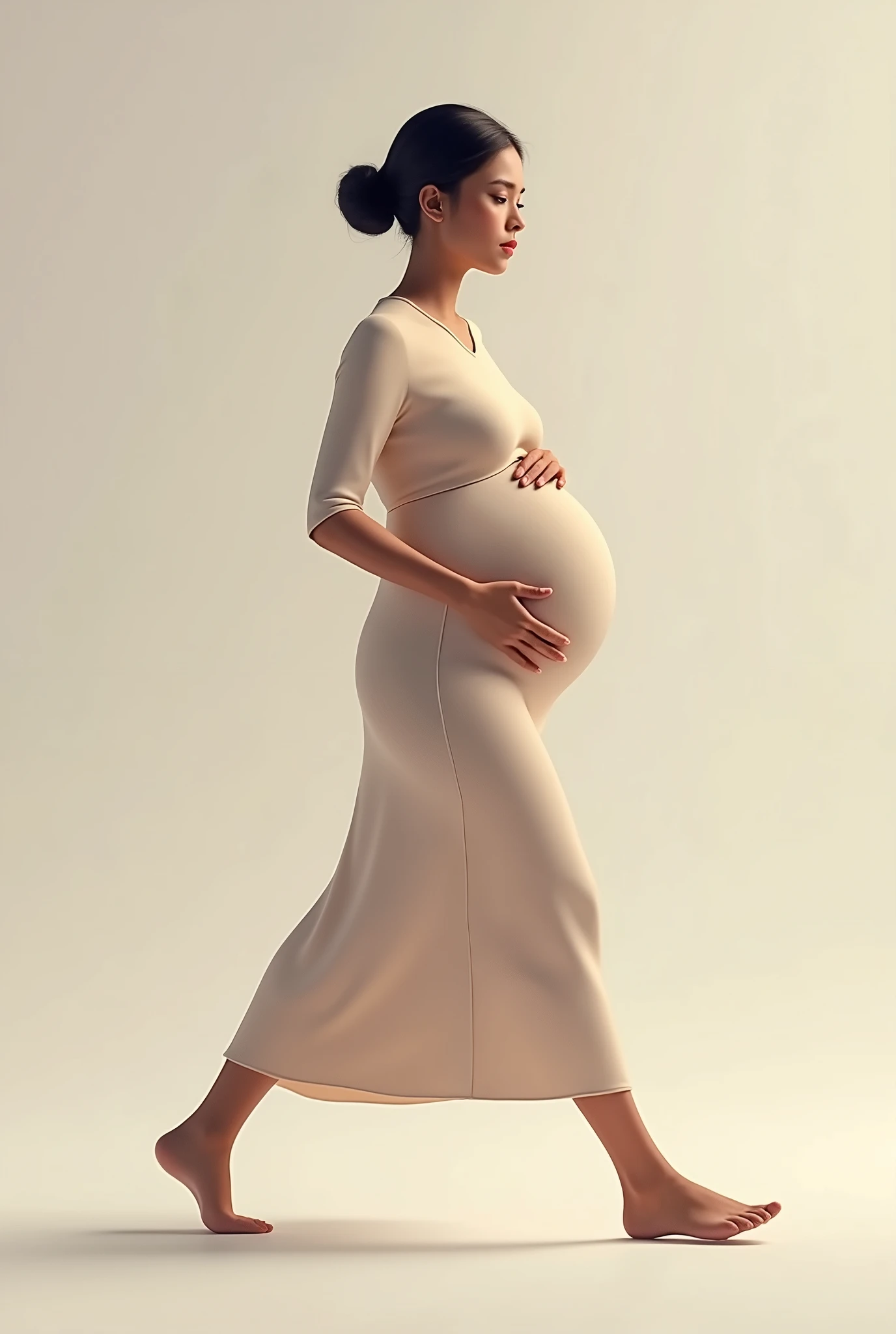 A pregnant woman , stepping style