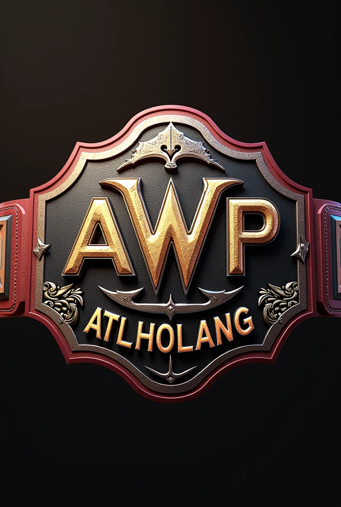 Create a custom world Heavyweight Championship of Atlholang Wrestling Promotion with the letters "AWP" on the front. And the word "Atlholang" in the bottom. Make the title a bit rounder at the top