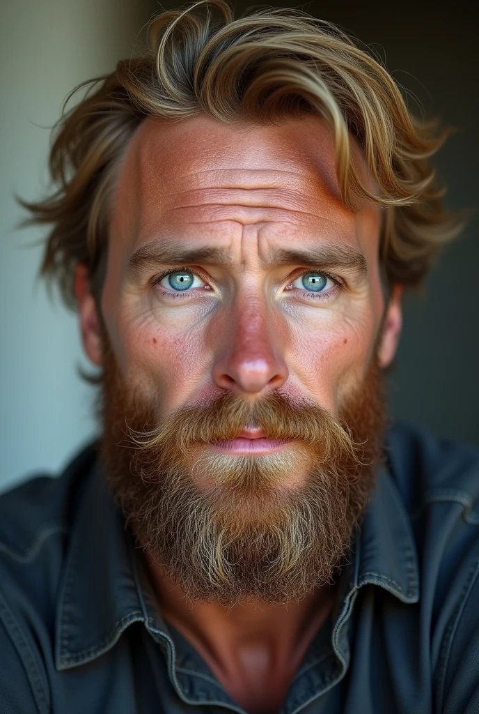 8k best quality ultra resolution (photorealistic 1.4) RAW photo authentic skin texture (1.3),film grain (1.3) European bearded blue-eyed blond