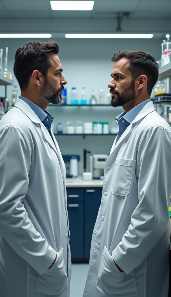 image of 2 scientists talking quality,8k