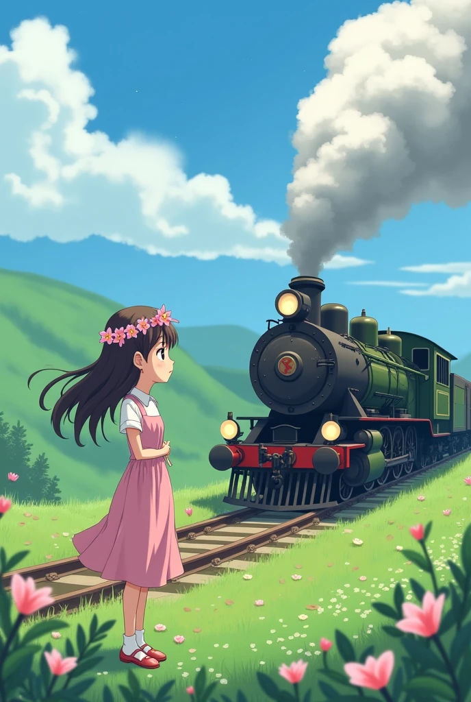 Anime girl romantically interested in a train