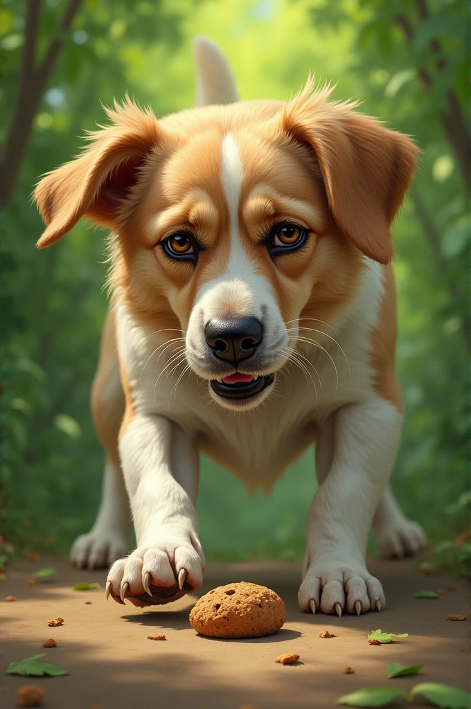 A dog trying to get a treat that is out of reach, with a frustrated face, em um fundo VERDE, with the text 'Me trying to achieve my goals