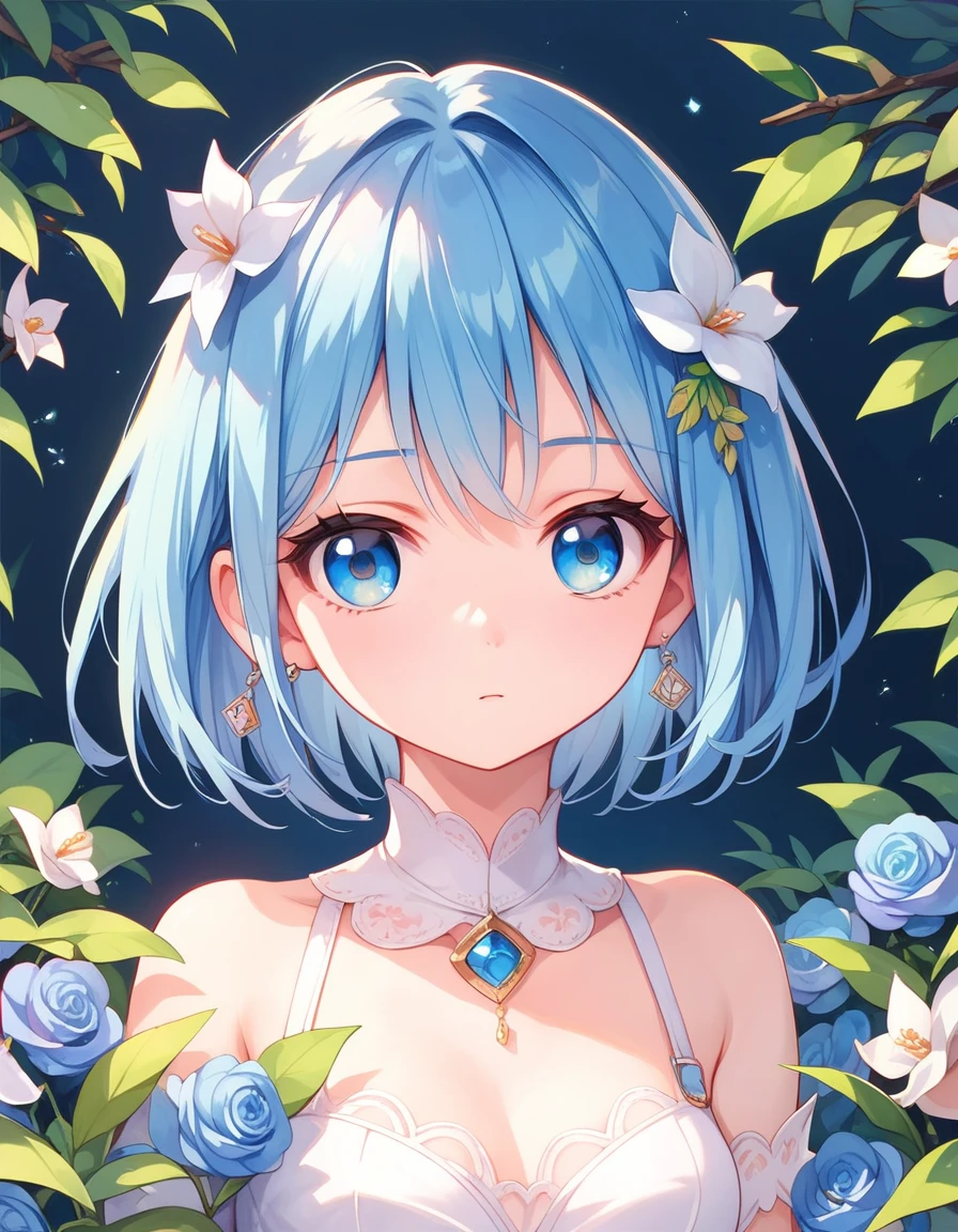 masterpiece, best quality, anime ,A pair of twin girls, blue hair, short hair, an expressionless girl and a lovely smiling girl,