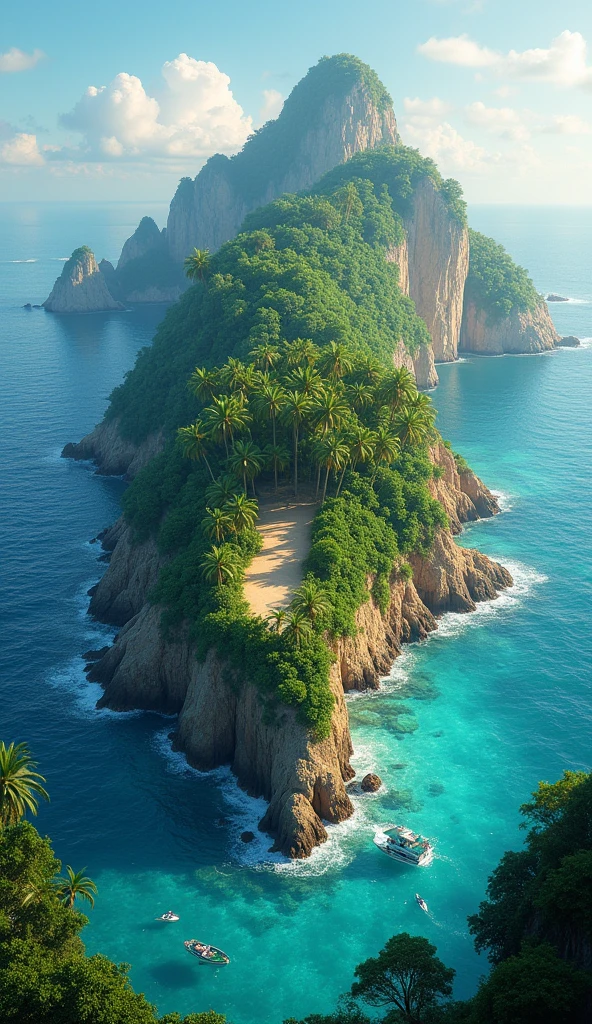 image of an island in the sea with an incredible view quality,8k