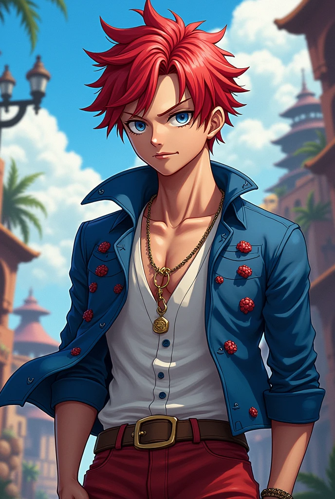 Draw a character in the style of One Piece. He will be the male version of Uta