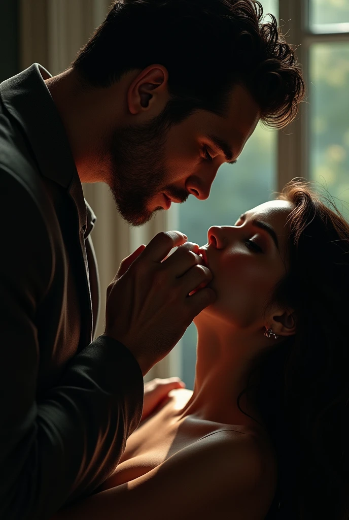 Homme sexy qui mets sa main sur la bouche d’une femme