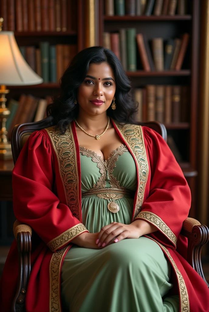  Wearing full body  Academic regalia  wealthy sri lankan average beautiful girl(big  large breasts and butt) sit in chair,sri lankan wealthy age 35  man (software,electrical,garments companies owner)