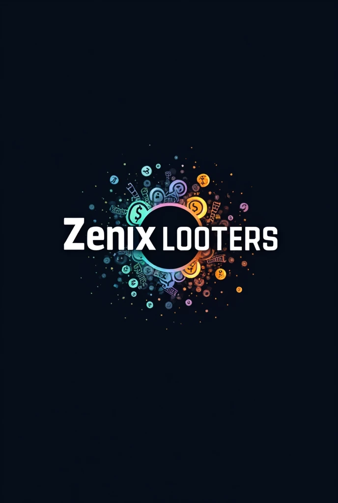 Create a logo with Money and a Cypto Currency  with texted 'ZENIX LOOTERS'