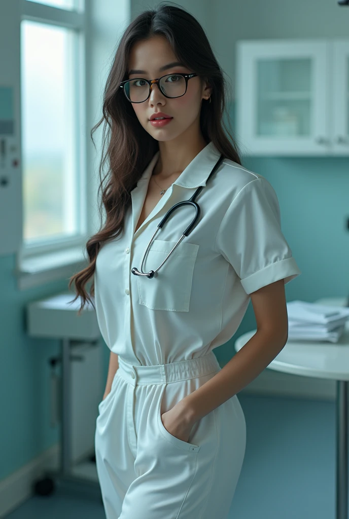 Adult girl glasses sexy nurse Fullbody