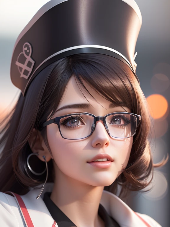 Close-up of a woman wearing glasses talking on a mobile phone, Realistic Anime 3D Style, Anime-style 3D, 3D Anime Real, Photorealistic anime girl rendering, 8K Portrait Rendering, Close-up Character, Anime realism style, Nurse girl, Ultra realistic anime, Anime very detailed, April Rendering, Cute 3D anime rendering