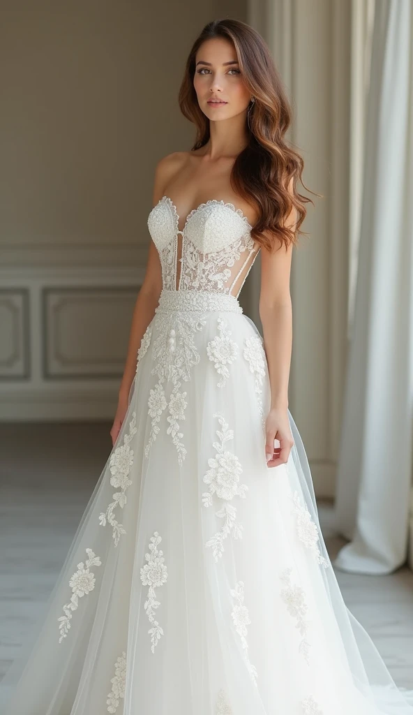 Very beautiful woman, Wedding dress, whole body